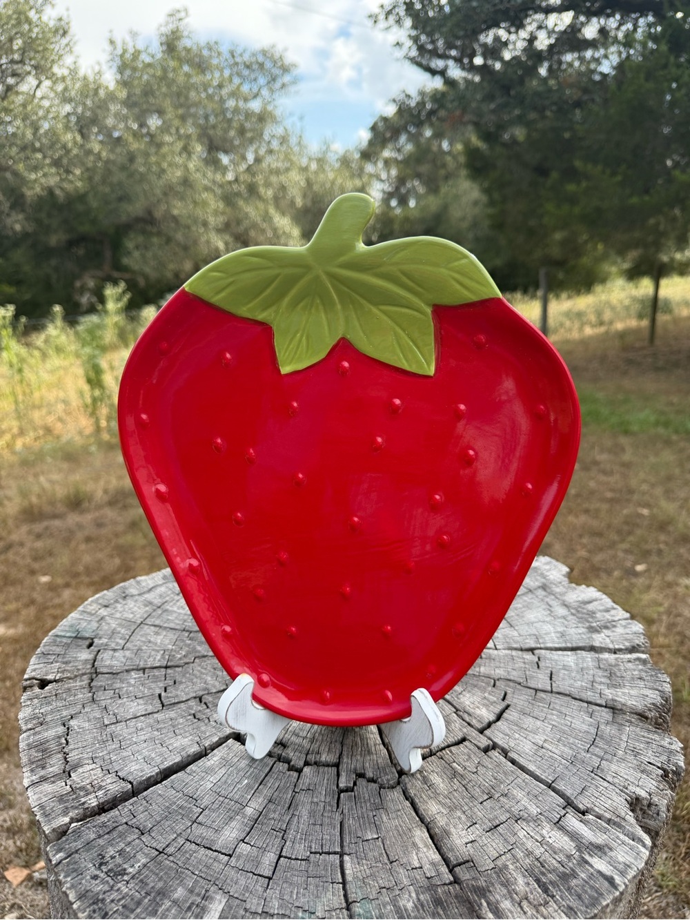 Red Strawberry-Shaped Serving Platter